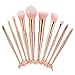 Iskas 10pcs Mermaid Makeup Brush Set Soft Nylon Bristles Beauty Brushes Kit Foundation Blending Blush Concealer Contour Cosmetic Tools - Champagne