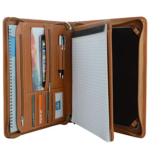 Brown Leather Portfolio with Notepad Space for 12.9 inch iPad Pro