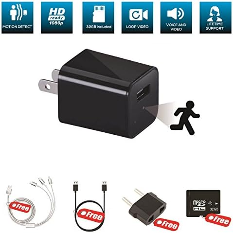 Hidden Camera Spy Cam USB Charger for Home Security, Secret Nanny Cameras Surveillance, WiFi Not Required, Includes 32GB and Bonus Accessories by Covert Cams