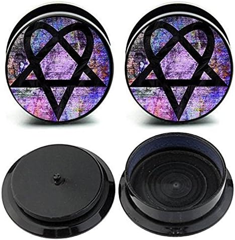 Caspian Jewelry Ear Stretching Plugs 1 Pair Heartagram Ear Gauges Plugs (1")