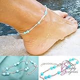 Turquoise Beads Ankle Silver Chain Anklet