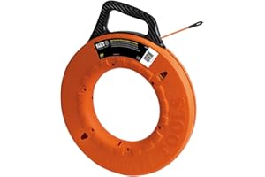 Klein Tools 56059 Non-Conductive Fiberglass Fish Tape, Wall Snake, Multi-Groove Fish Tape, Pulls 500-Pound, 200-Foot Long x 3