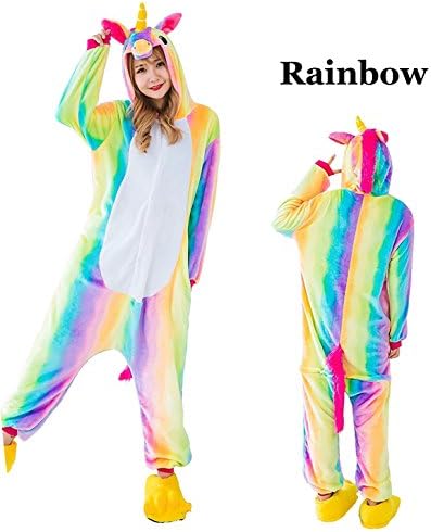 MiFier Unisex Adults Animal Pajamas Unicorn Cosplay Costume Kigurumi Onesie (S (US2-8), Rainbow)