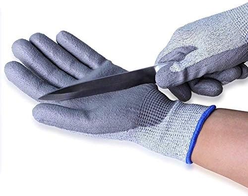 Unisex Black and Blue Anti Cut Resistant Level 5 (Highest) Gloves. CE Certified, Ideal For Gardeners, Work, DIY, Builders, Electricians and Plumbers (L(24CM))