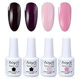 FairyGlo 4 Color Well-Picked Gelpolish Nail Polish UV LED Soak Off Gel Manicure Beauty Varnish Fashion Nail Art Kit Gift Set Base Top 15ml 100