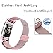 GEAK Fitbit Charge 2 Bands Metal,Milanese Loop Stainless Steel Replacement Accessories Magnetic Metal Small Bands for Fitbit Charge2 Rosepink