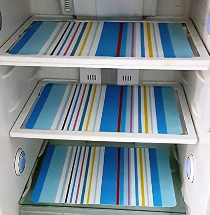 Yellow Weaves PVC Refrigerator Mats (11 X 17-inches, Blue) - Set of 6