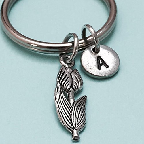 Tulip keychain, tulip charm, flower keychain, personalized
