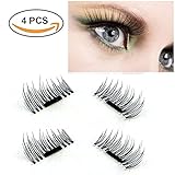 Arishine Magnetic False Eyelashes, 0.2mm Ultra-thin 3D eyelashes, Handmade for Natural Look (4 Pcs)