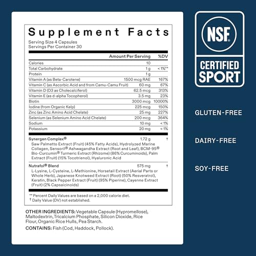 Nutrafol Men's Hair Growth Supplements, Clinically Tested for Visibly Thicker Hair and Scalp Coverage, Dermatologist Recommended - 1 Month Supply, 1 Refill Pouch