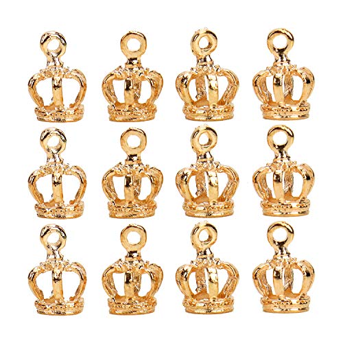WEFOO 100Pieces Alloy Antique Crown Charms Pendants for Making Bracelet and Necklace (Gold)