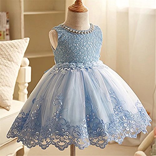 ZAH Girl Party Dress Kids Ruffles Lace Party Wedding Dresses 2T-10Years(Blue,8-9Y)