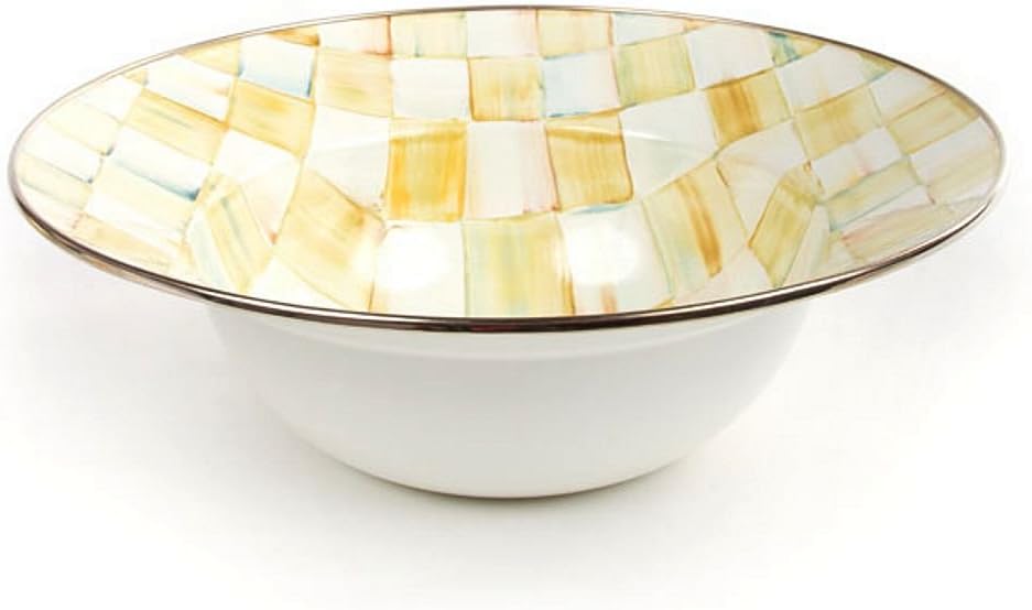 Mackenzie-Childs Parchment Check Enamel Serving Bowl 12" Dia. (40 oz