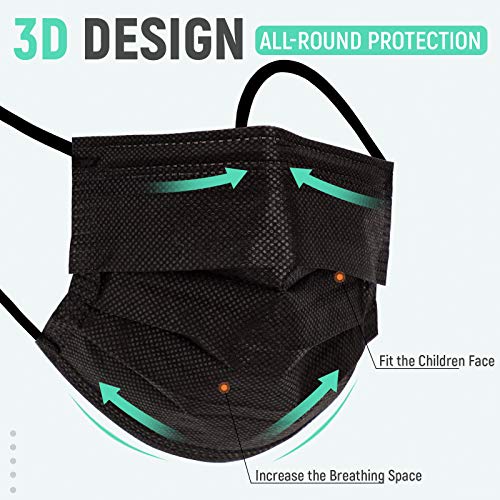 YIDERBO Pcs Disposable Face Mask for Kids, 3 Layers Breathable Face
