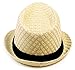Livingston Men's Lovely 2 Toned Structured Summer Straw Fedora Hat, Beige,L/XL
