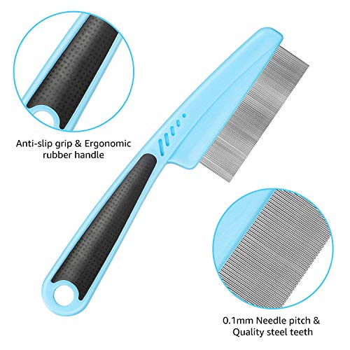 Flea Comb For Dogs Cat Comb Lice Comb Metal Tear Stain Dog Combs Pet Comb Grooming Set 5 Pieces