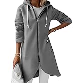 Nupucy Women's Long Zip Up Oversized Hoodie Casual Loose Tunic Long Sleeve Sweatshirt Open Front Cardigan Jacket with Pockets