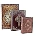 Bellaa 27994 Decorative Book Box Vintage Celtic Knot Cross Pentagram Pentacle Occult Pagan Irish Invisible Hidden Secret Storage Jewelry Keepsake Antique Magnetic Cover Gift Set of 3