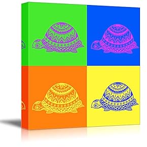 Multi Color Pop Art with Turtle with Floral Pattern