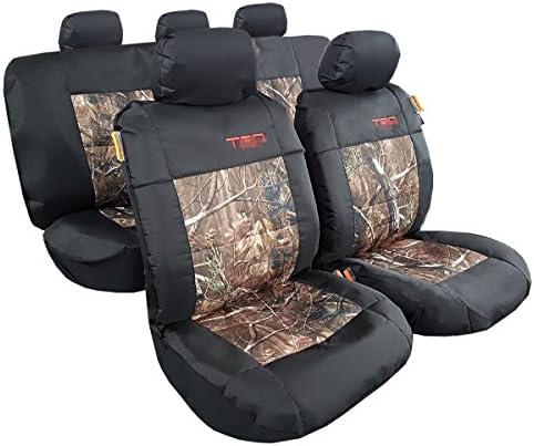 Heavy Duty Canvas w/t Camo Car Seat Covers Universal Size Combo Pack 9pcs for Tacoma RAV4