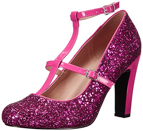 Pleaser Pink Label Women's Queen01/Hp-Hpg Dress Pump, H Pink Patent-Glitter, 12 M US