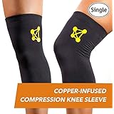 CopperJoint Copper-Infused Compression Knee Sleeve, Promotes Increased Blood Flow to The Knee While Supporting Tendons & Ligaments for All Lifestyles, Single Sleeve (Small)