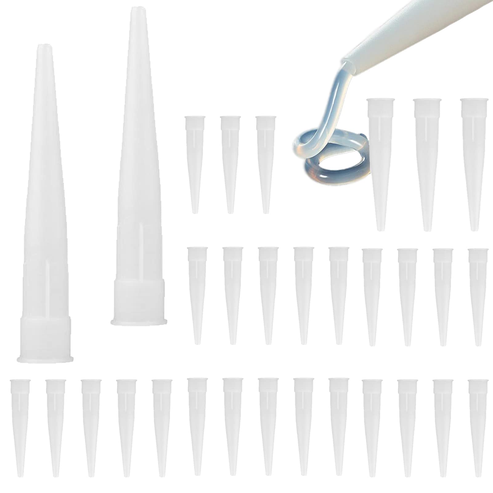 XHBTS 100 Silicone Nozzles Applicator Plastic Caulking Gun Extender Caulk Nozzle Tip Tool for Sausage Caulking Gun, Caulk Nozzles Applicator White