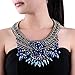 Blue Crystal Rhinestone Statement Necklace, Chunky Collar Choker Bib Pendant Statement Necklace Fashion Necklace Jewelry for Women