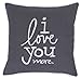ADecor I Love You More Cotton Embroidered Decorative Square Accent Throw Pillow Cover - Gift for Boyfriend/Girlfriend, Bedroom Decor - 18x18 Inches, Dark Grey