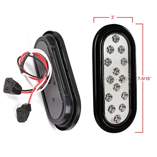 image for CZC AUTO 6'' LED Waterproof Oval Red Trailer Lights Rear Stop Turn Sig