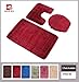 Bathroom Rug Mats Set 3 Piece Toilet Carpet Rugs Includes Contour Mat and Lid Cover, Non Slip Shaggy mat Machine Wash/Dry, Great Plush Mats for Tub Shower (Wine Red 32