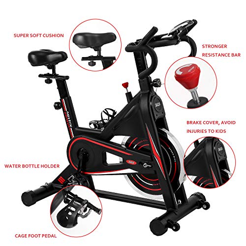 DMASUN Exercise Bike, Indoor Cycling Bike Stationary, Comfortable Seat Cushion, Multi - Grips Handlebar, 42Lbs Flywheel Upgraded Version (Black) - Thumbnail 6
