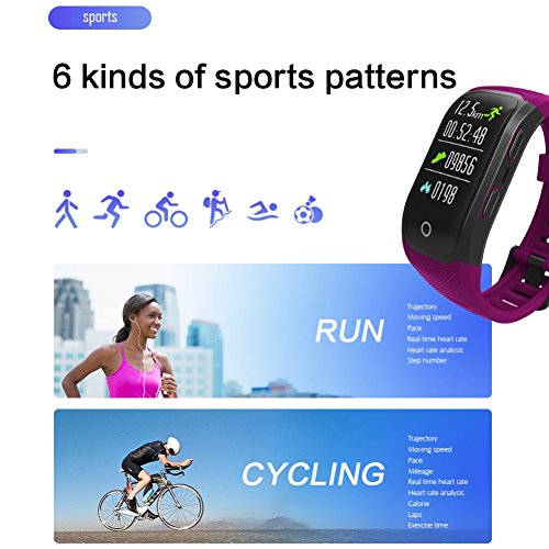 GPS Sports Watch Heart Rate Monitor Waterproof Fitness Tracker Bluetooth Smart Bracelet for iOS Android Phone Black - Thumbnail 7