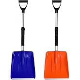 Kids Snow Shovel with D-Grip Handle, Aluminum Blade, Toddler Snow Shovel for Car Trunk, Emergencies, Driveways, and Car Snow Removal. (Age 3+, 2 Packs)