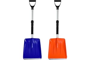 OPELETNNT Kids Snow Shovel with D-Grip Handle, Aluminum Blade, Toddler Snow Shovel for Car Trunk, Emergencies, Driveways, and Car Snow Removal. (Age 3+, 2 Packs)