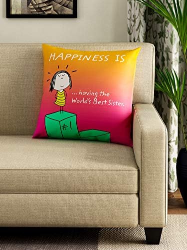Portico Happiness Printed Filled Cushion - 40 x 40 cm