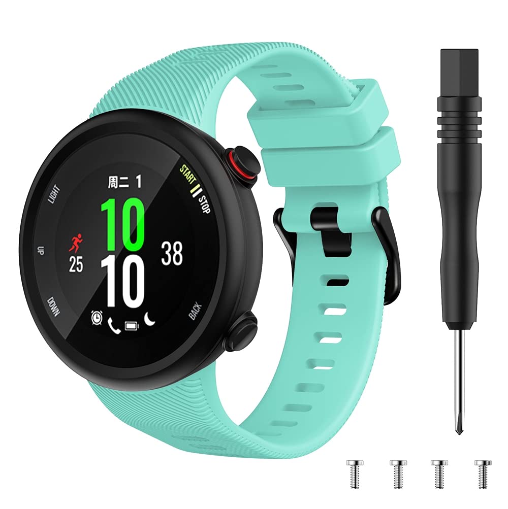 Chainfo Compatible with Garmin Forerunner 45 / Swim 2 Watch Strap, Soft Silicone Waterproof Replacement Strap NO220902 (Pattern 6)