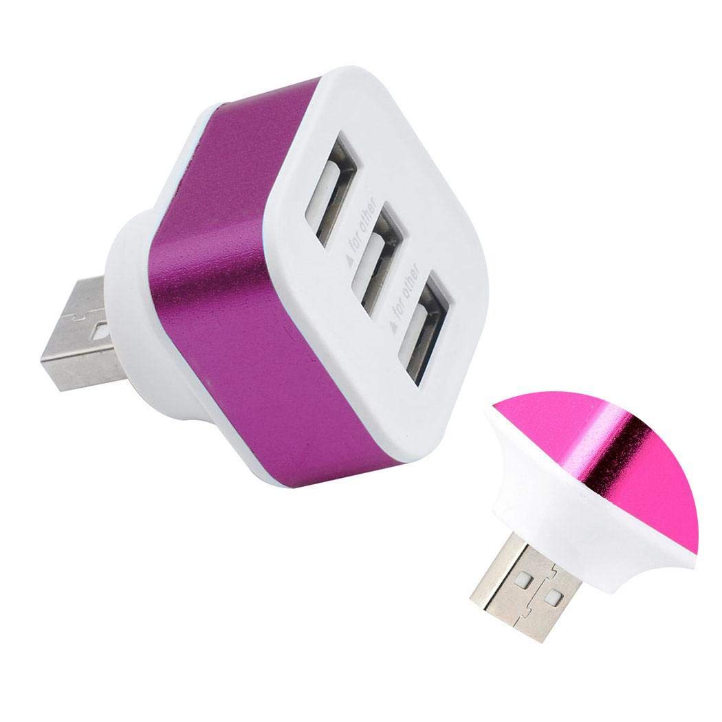 Atmeyol Portable 3 Ports USB2.0 HUB Adapter Splitter Adapters Rotatable Plug Hubs