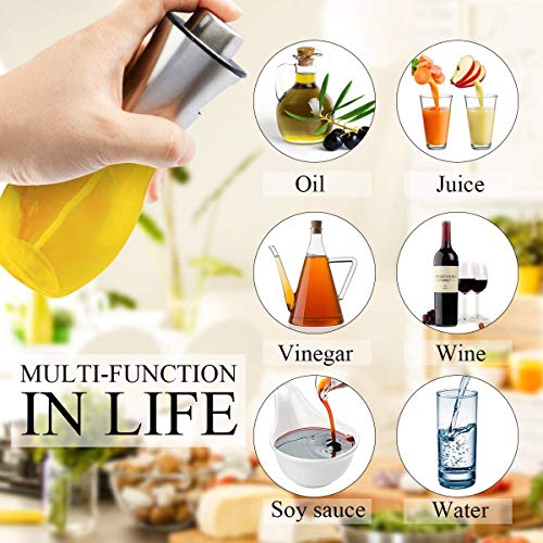 Olive Oil Sprayer for Cooking, 200ml Oil Sprayer Mister Refillable Oil and Vinegar Dispenser Bottle with Basting Brush,Bottle Brush and Oil Funnel for Cooking, Baking, BBQ, Salad, Air Fryer, Roasting