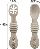 PandaEar Silicone Baby Spoons Self Feeding 4 6 Months 6 Pack Beige view 3