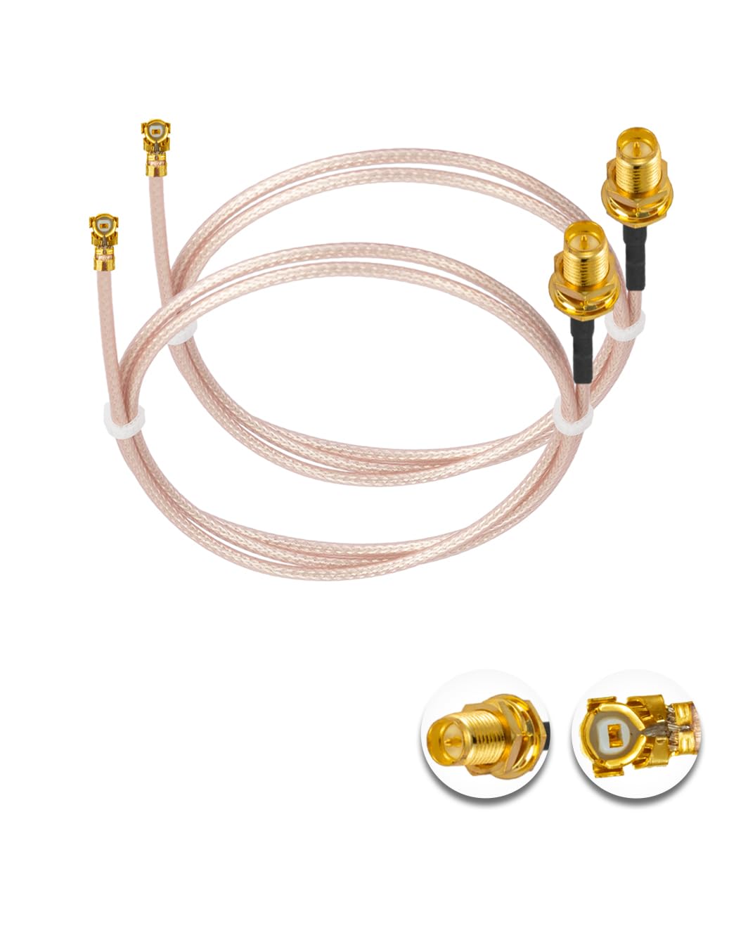 Vecys 2PCS U.F.L1 to RP-SMA Female Low Loss Coaxial Cable 20" /50CM U.F.L1 RG178 Coaxial Pigtail Cable for Wireless Routers Mini PCIE Network Cards PCI Wi-Fi WAN Repeater