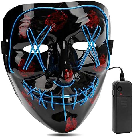 AIWOGEP Scary Halloween Mask LED Light up Mask for Festival Cosplay Halloween Costume Party (Blue)