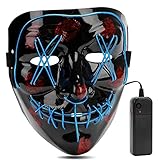 AIWOGEP Halloween Mask LED Light Up Mask for Festival Cosplay Halloween Costume Blue