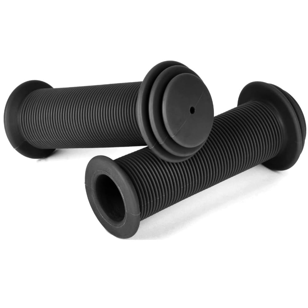 URAQT Bike Handlebar Grips, Solid Color Children's Bike Handlebars, Soft Non-Slip Bicycle Handle Grip, Rubber Handle Cover Universal Kids Grips for Boys and Girls Kids Bikes(Black)