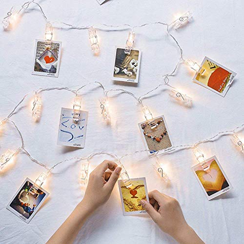20 LED Photo Clip String Lights,Photo Hanging Clips String, 9.8ft Photo String Lights with Clips, Fairy Lights with Clips for Pictures, 8 Modes Remote Timer for Photos Pictures Christmas Cards