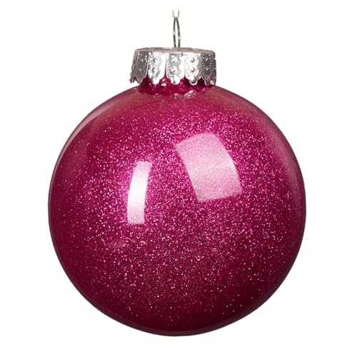 YYCRAFT Hot Pink Glitter Clear Ball 6CM Christmas Tree Ornament Box Set (9 Pack) at Amazon