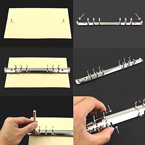 Exttlliy 2Pcs Metal A5 Notebook 6-Ring Binder Mechanism Replacement Kit Loose Leaf Binding Spines Combs for Personal Organizers Planners (Red Bronze)