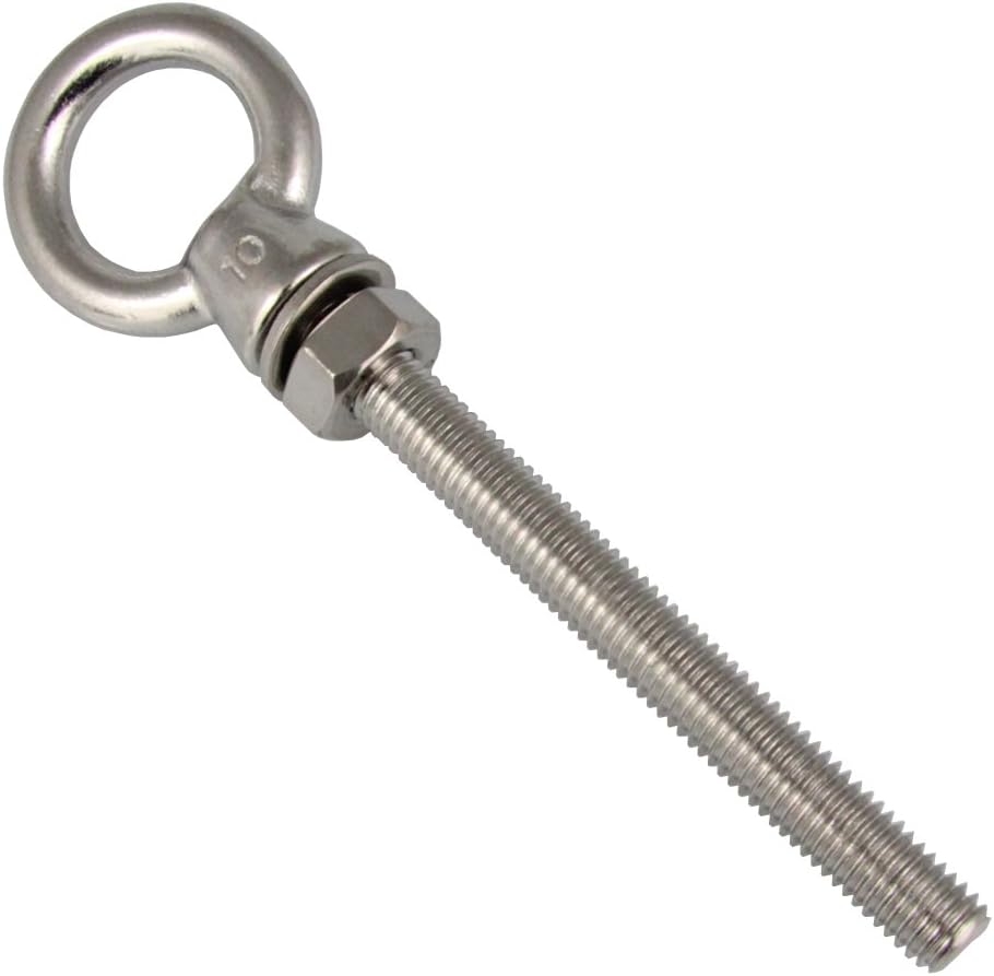 2 Pack of Eye Bolt with Metric Thread Nuts Bolts M6 x 40 mm A4 Stainless Steel