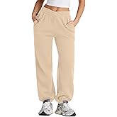 Herseas Women's V Crossover Waist Sweatpants Baggy Y2K Jogger Pants Wide Leg Fleeced Lounge Pants