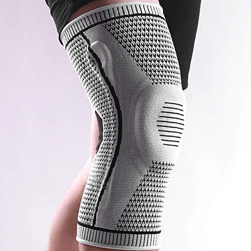 GIRYES Knee Support,Sports compression knee brace for relieve joint pain and arthritis,running,improve circulation,exercise, fitness Knee Sleeve ,men & women(L-gray)